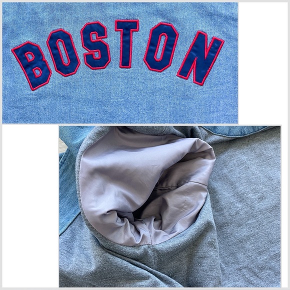 Boston Red Socks MLB Starter Black Label Denim Coach Jacket Men’s (L fits M) - Picture 6 of 8